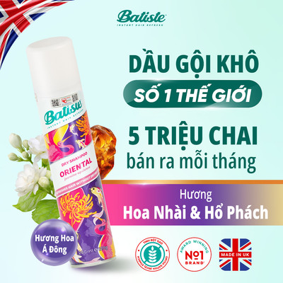 Dầu Gội Khô Batiste Hương Hoa Á Đông Sang Trọng Quý Phái - Batiste Dry Shampoo Pretty & Opulent Oriental 200ml