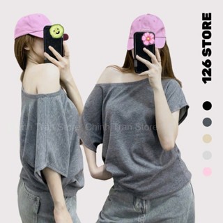 Áo Thun Nữ Lệch Vai Dáng Rộng Cộc Tay Nhiều Màu Basic Trendy - 126 STORE MA 184
