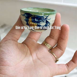Bộ ấm chén Bát Tràng men giả cổ vẽ cá