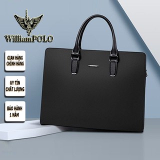  Cặp da nam  cặp xách nam hàng hiệu WilliamPOLO chất liệu da Bò đựng LAP 15,6 POLO203085 