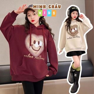 Áo Hoodie Bé Gái Tết 2026 In Hình Trái Tim Dễ Thương Chất Nỉ Bông Ấm Áp Minh Châu Kids AO3