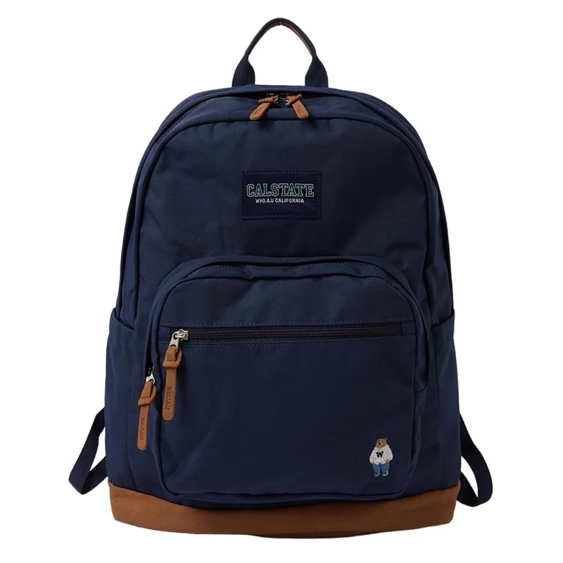CHÍNH HÃNG - WHOAU Steve Bear Calstate Backpack Navy - Balo, cặp màu xanh đen