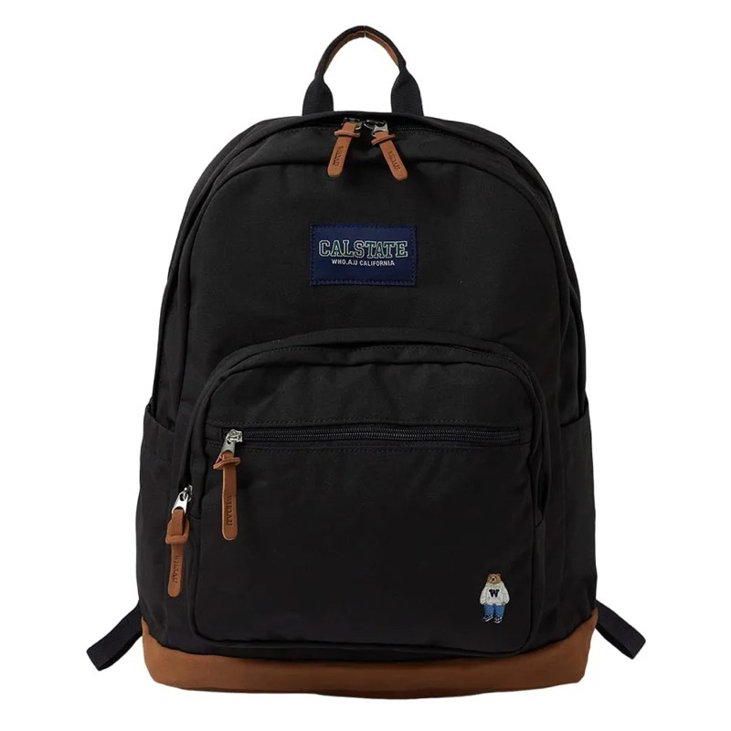 CHÍNH HÃNG - WHOAU Steve Bear Calstate Backpack Black - Balo, cặp màu đen