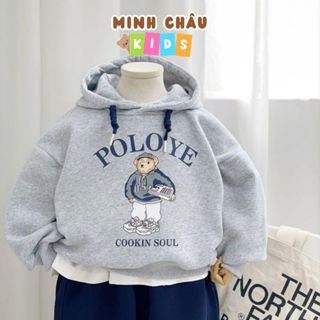 Áo Hoodie Bé Trai Bé Gái 14-45Kg Hình Gấu Poloye Chất Nỉ Bông Minh Châu Kids AO2