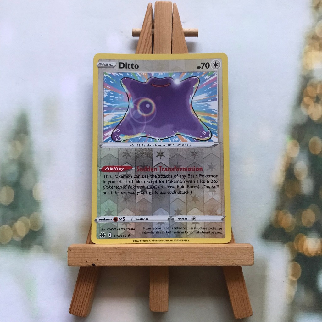 Thẻ hình Pokemon Ditto 107/159 - Lá bài Sword & Shield Crown Zenith Holo Rare Reverse Holo tiếng Anh