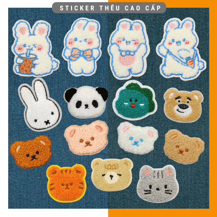 Sticker Ủi Thêu - sticker ủi quần áo, Miếng ủi thêu trang trí quần áo, Miếng Vá Ủi Quần Áo, Diy