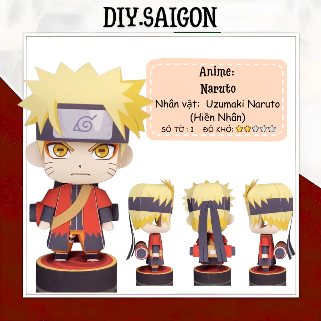 [ Naruto] - Mô hình giấy Anime Chibi Uzumaki Naruto ( Hiền Nhân)