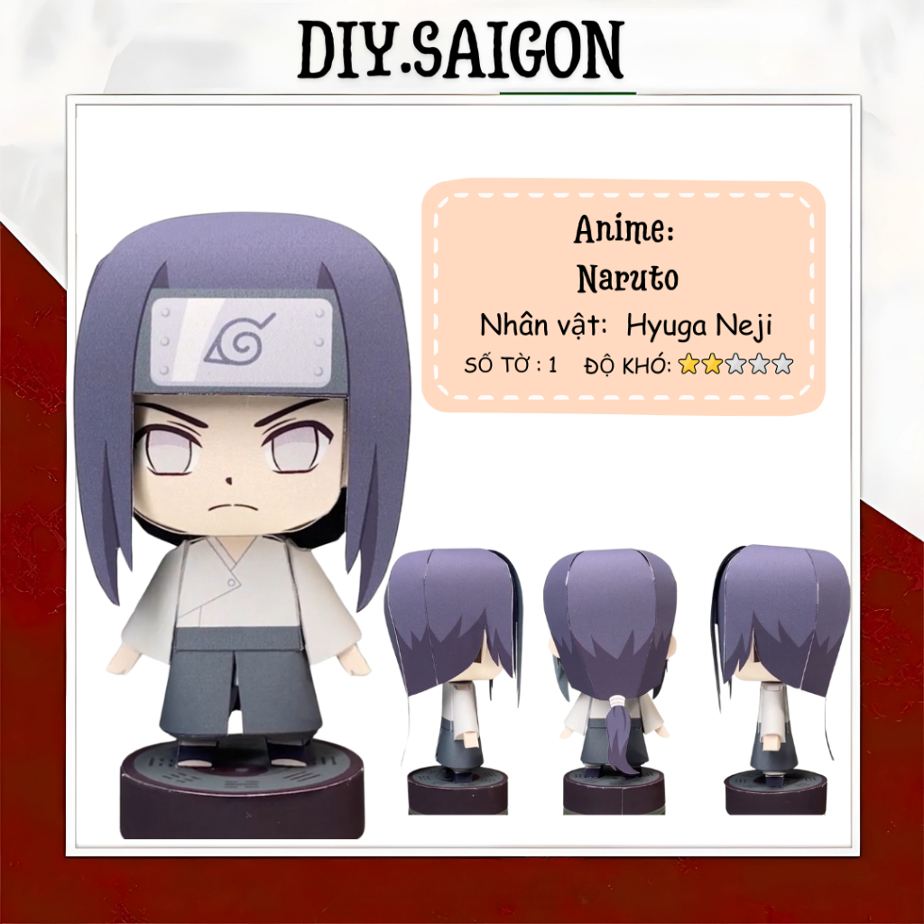 [ Naruto ] - Mô hình giấy Anime Chibi Hyuga Neji