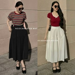  Ngocanh6959 SALE Chân váy cạp chun xoè thô Hàn Quảng Châu  đầm cạp chun CV520 