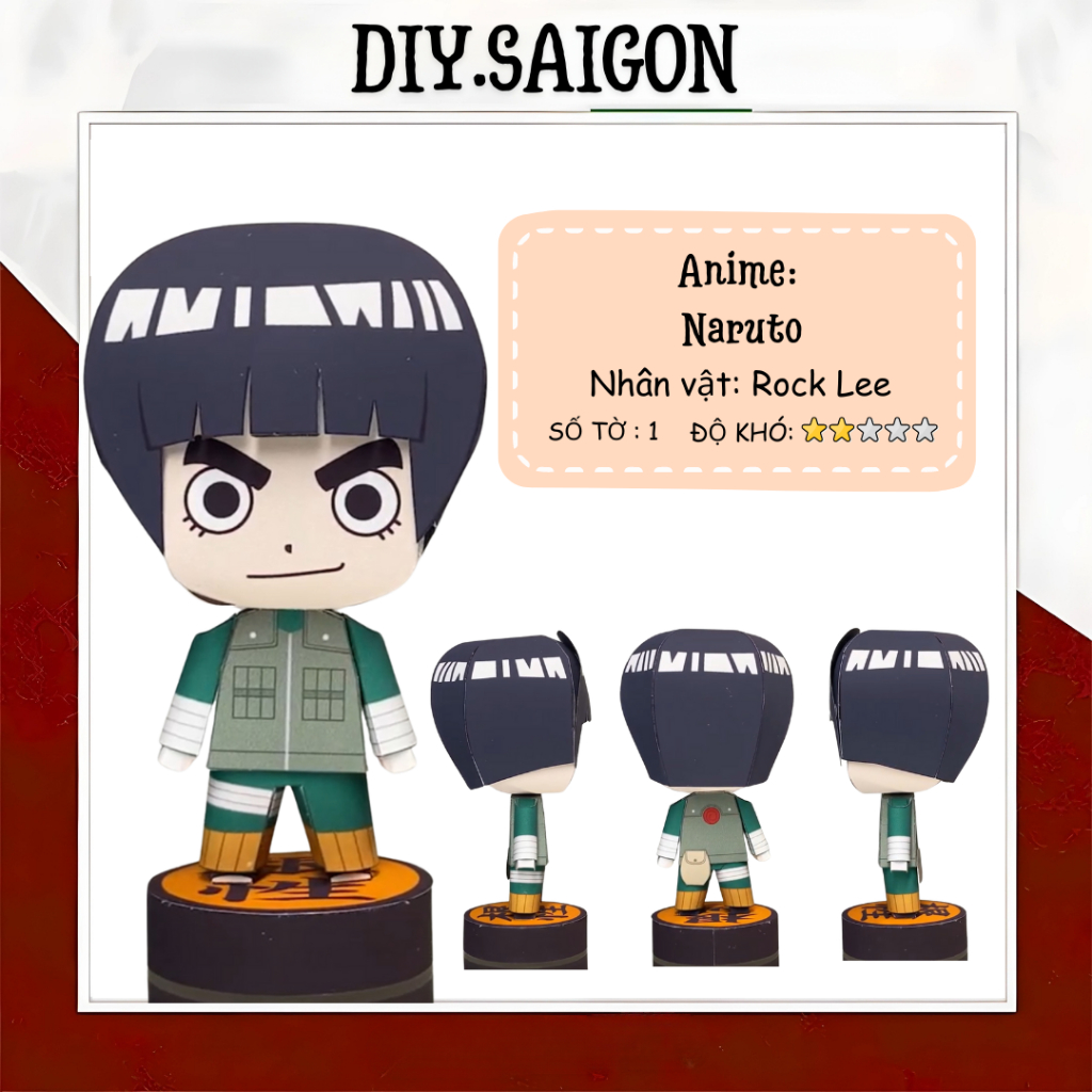 [ Naruto] - Mô hình giấy Anime Chibi Rock Lee