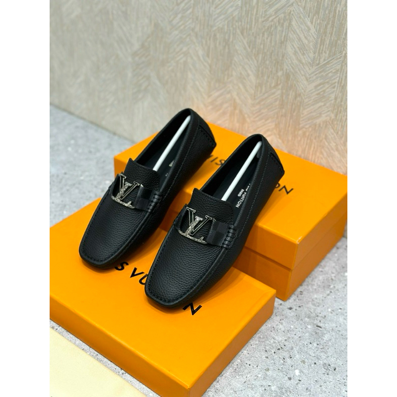 [Hot🔥]Giày moca 𝕃𝕍 đen trơn đai chữ fullbox