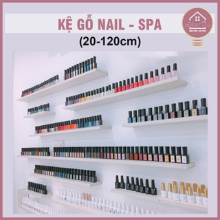Kệ gắn tường Spa - Tiệm Nail - Kệ Sơn Móng, Đợt gỗ sâu 8cm