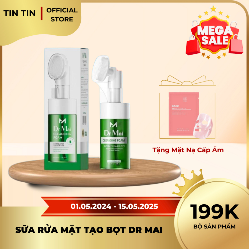 Sữa rửa mặt tạo bọt Dr Mai, Cleansing foam 100ml sạch sâu dịu nhẹ dành cho da dầu da nhạy cảm phù hợp mọi loại da mụn
