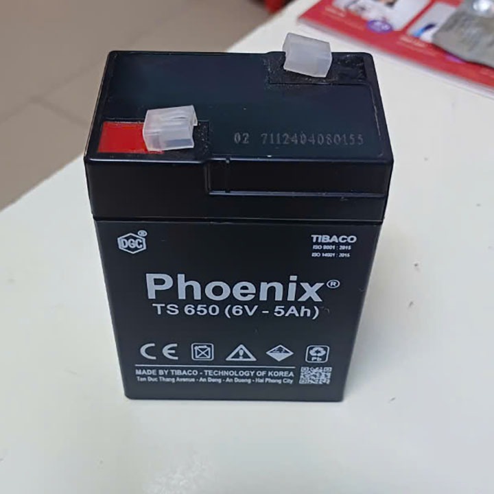 Ắc quy Phoenix 6V-5Ah TS 650 dùng cho quạt sạc, đèn sạc