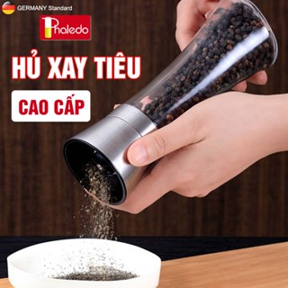 Hủ xay tiêu cầm tay inox 304, lọ thuỷ tinh boroslicate chịu nhiệt cao cấp có nút điều chỉnh độ mịn PHALEDO P-0321