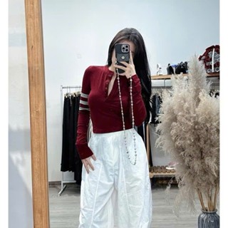 ÁO thun tay dài cổ u BOZIP 3 SOC TAY  ôm croptop phong cách Hàn Quốc M2594