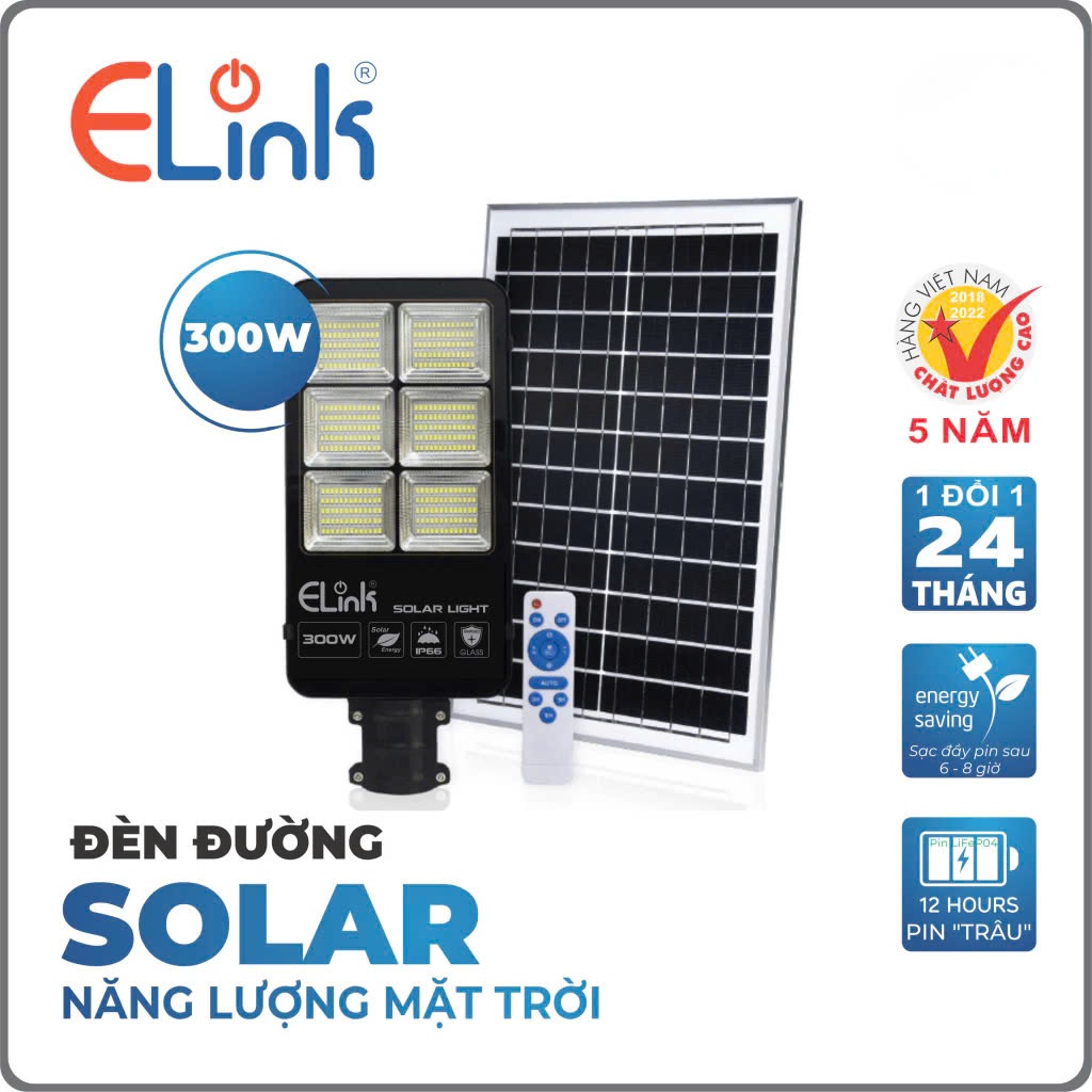 Đèn Đường Led ELink Solar Năng Lượng Mặt Trời, Ánh Sáng Trắng Sang Trọng Đảm Bảo An Toàn Ban Đêm Côn