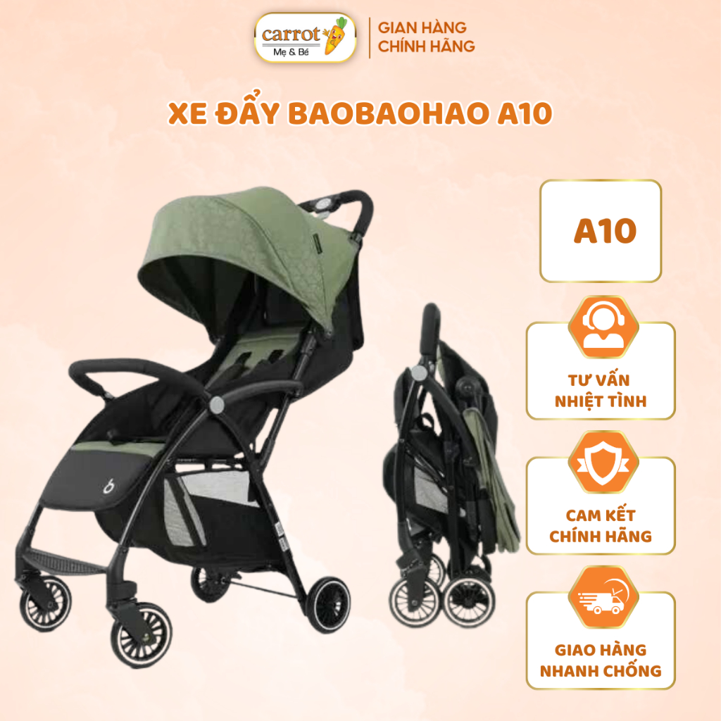 Xe Đẩy Gấp Gọn Baobaohao A10 Cho Bé, Gấp Gọn 3 Tư Thế Khung Chắc Chắn