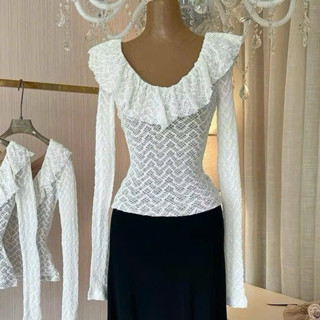 Áo Ren Nữ Tay Dài Co Giãn Cổ Bèo Có Lót C27 - Lan Phương Clothing