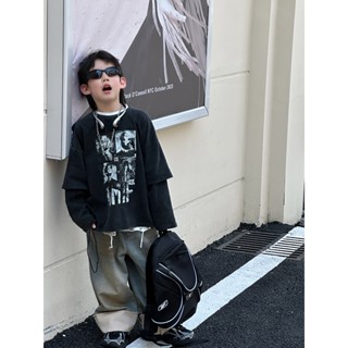 ACT24_6 Áo Thun Cotton Dài Tay Cho Bé Trai Áo Thu Đông Bé Trai Từ 15kg Đến 32kg