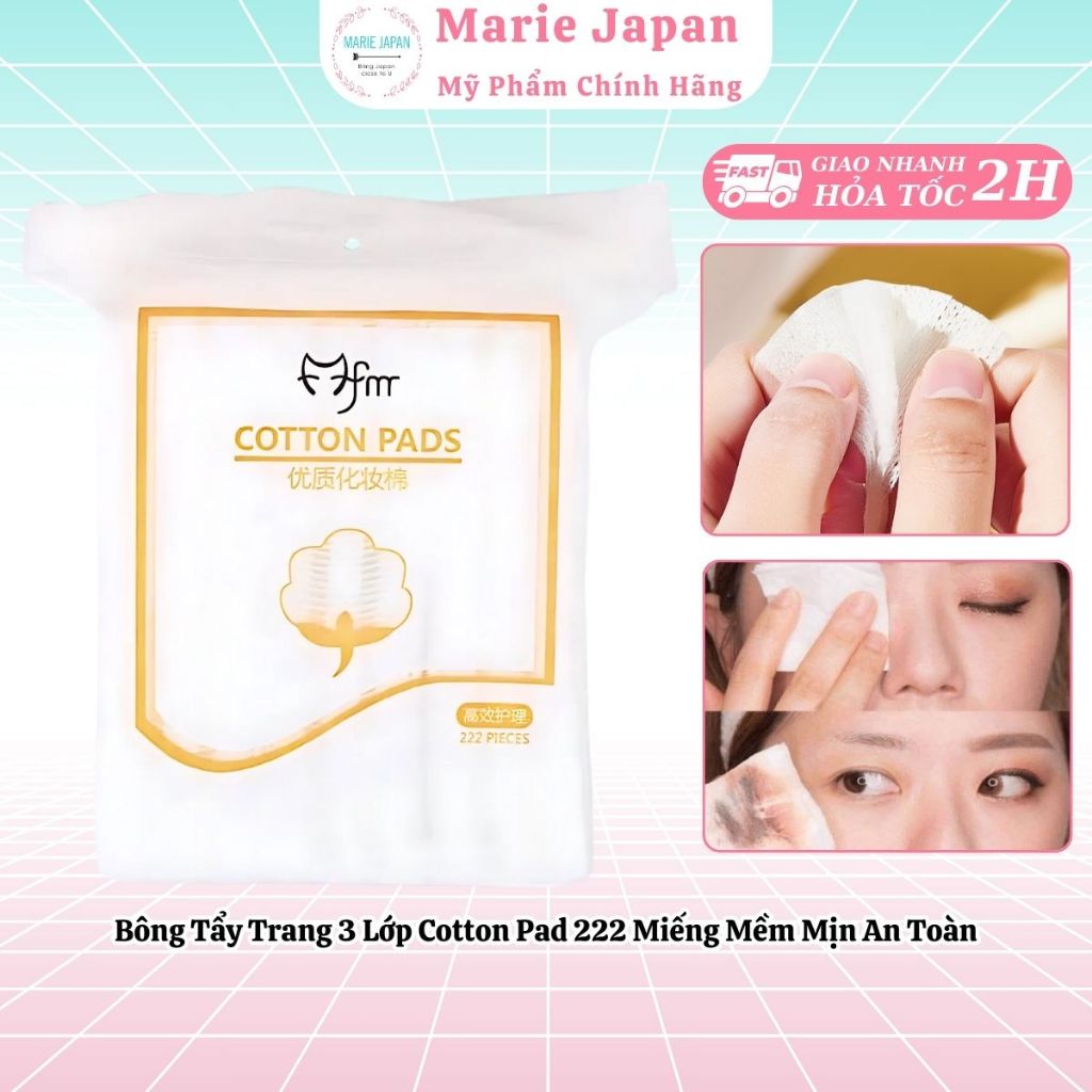 Bông Tẩy Trang 3 Lớp Cotton Pad 222 Miếng Mềm Mịn An Toàn Siêu Tiết Kiệm
