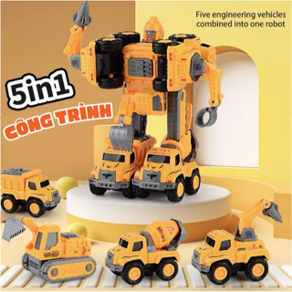 Đồ chơi mô hình lắp ráp ô tô robot optimus biến hình, xe công trình, xe cứu hoả, ô tô bé trai.