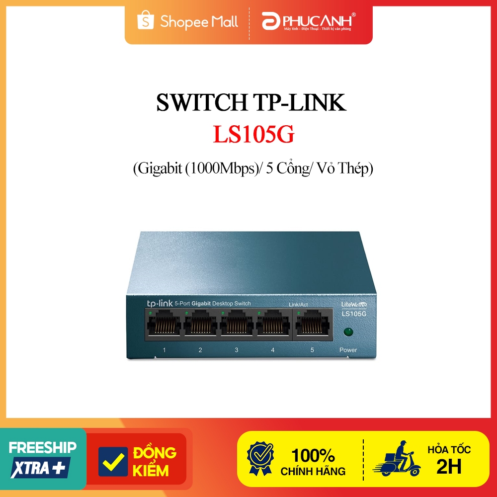 Thiết bị chia mạng TP-Link LS105G (Gigabit (1000Mbps)/ 5 Cổng/ Vỏ Thép)
