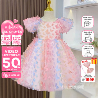 Đầm váy công chúa dự tiệc cho bé gái Tutupetti chất voan đính xinh yêu