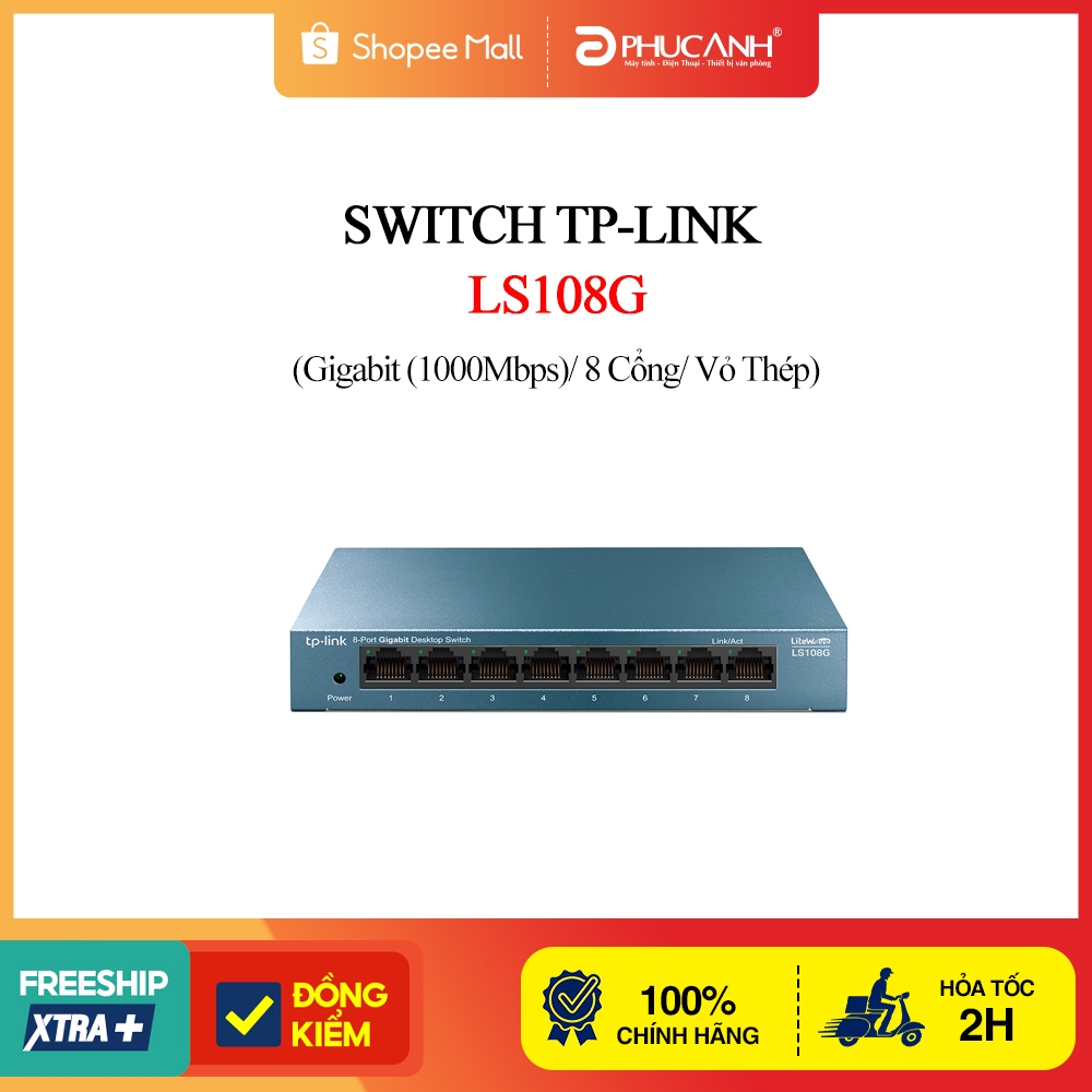 Thiết bị chia mạng TP-Link LS108G (Gigabit (1000Mbps)/ 8 Cổng/ Vỏ Thép)