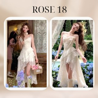  Đầm Ren Trắng 2 Dây Đắp Chéo Viền Bèo Kèm Hoa Cài  Váy Nữ Bánh Bèo Uzzang Lá Sen Kiểu Thiên Thần TH186 