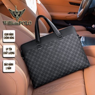  Cặp da nam  cặp xách nam hàng hiệu WilliamPOLO chất liệu da Bò POLO213148 