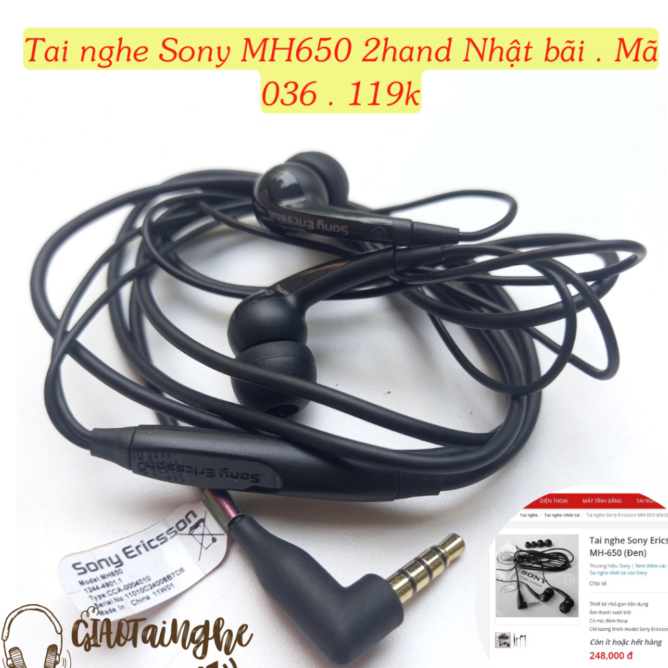 Tai nghe Sony MH650 2hand Nhật bãi . Mã 036 . 119k