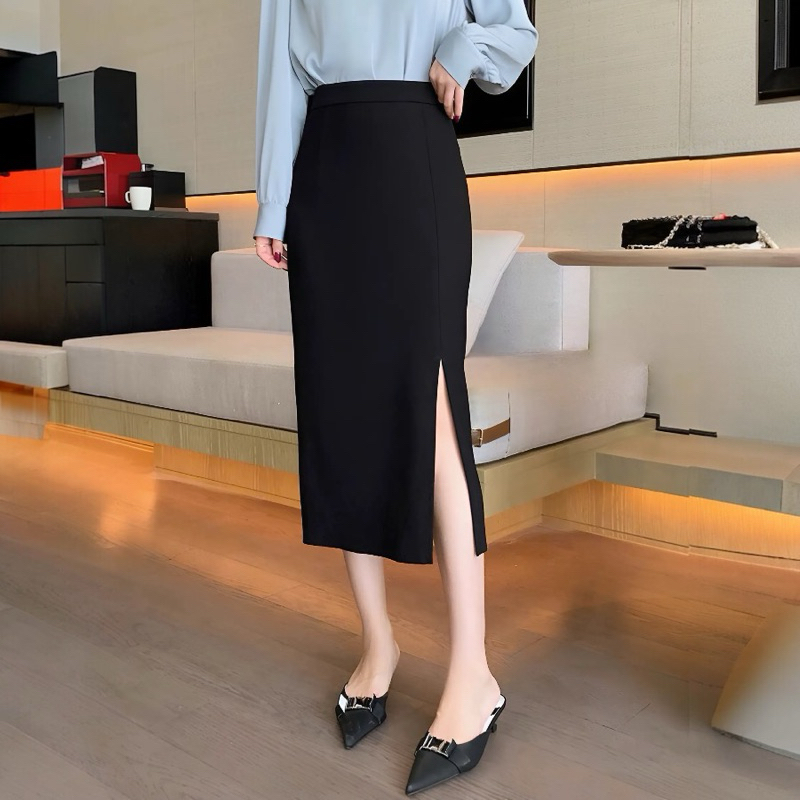 Chân Váy Suông Công Sở Dài Xẻ Sườn Trước Váy Cạp Cao Tôn Dáng, Mã CV123