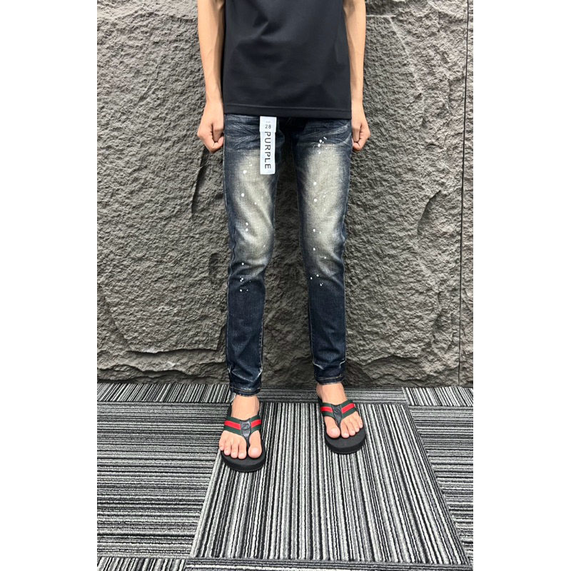 Quần jeans nam mầu bẩn purple mác lụa không rách vẩy sơn