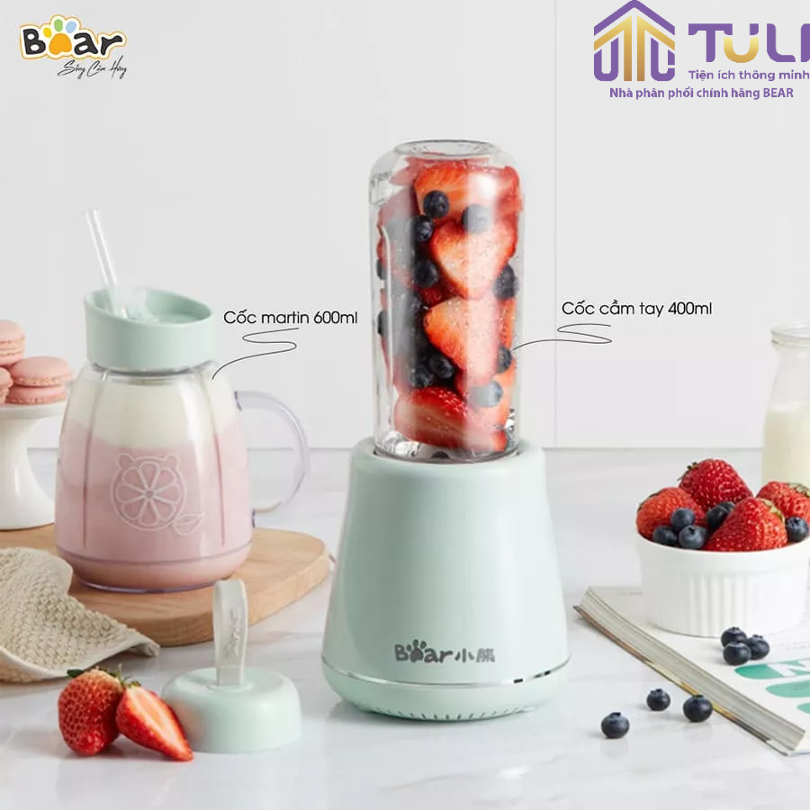 Máy xay sinh tố cầm tay 2 cối Bear BL-4H04M (LLJ-C04W1),150W, Lưỡi dao 4 cánh xay đá bi, BH 18 Tháng | BigBuy360 - bigbuy360.vn
