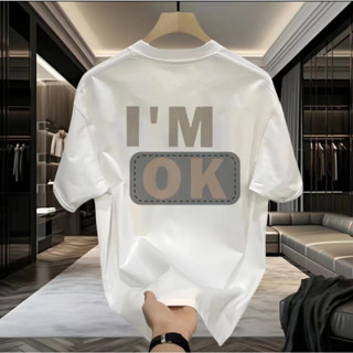 Áo thun HappyTee - Mẫu I'M OK - Áo nam Boy Phố I'm Ok cotton 100 cao cấp 2 màu Đen Trắng 2 mặt