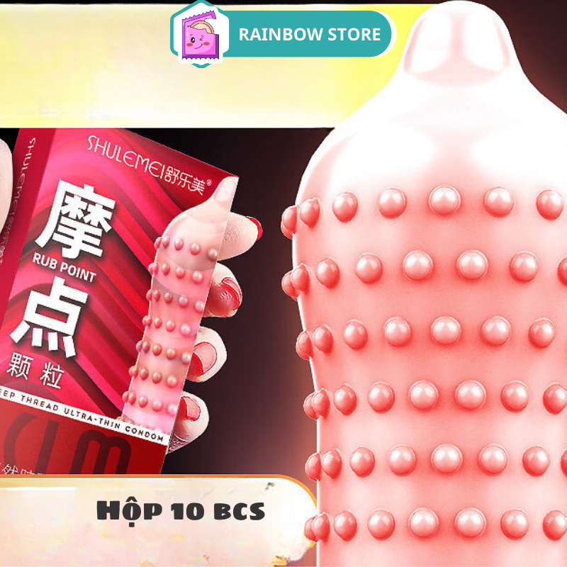 Bao cao su SHULEMEI gân gai liti nhiều gel Hộp 10 bcs