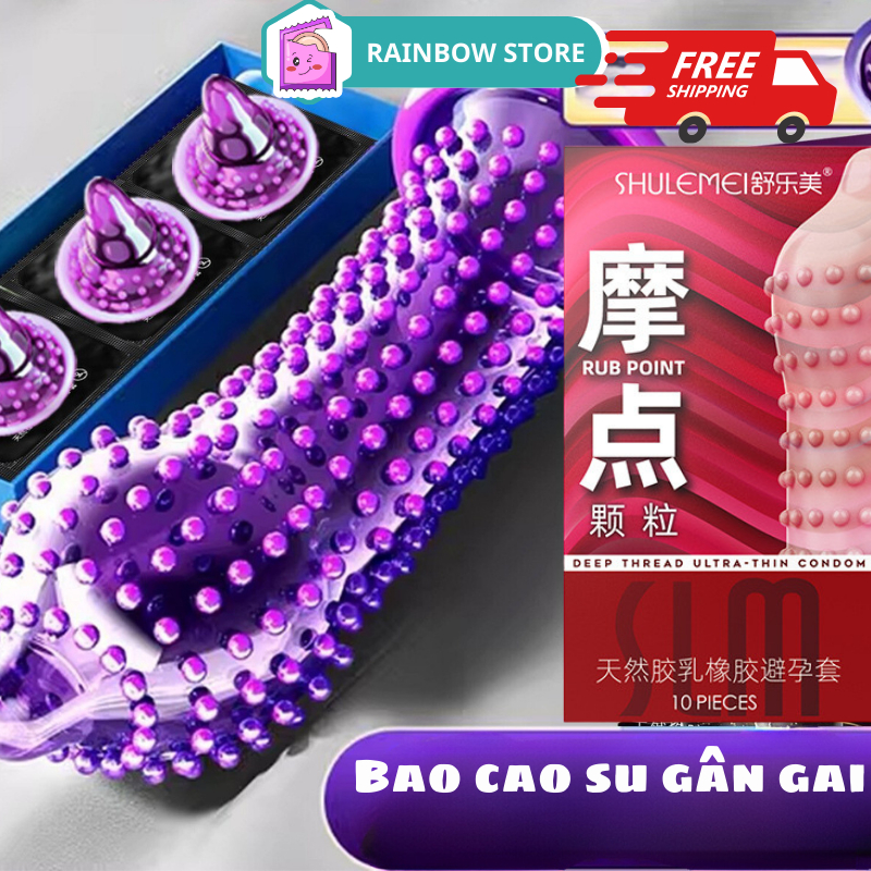 Bao cao su SHULEMEI gân gai liti nhiều gel Hộp 10 bcs