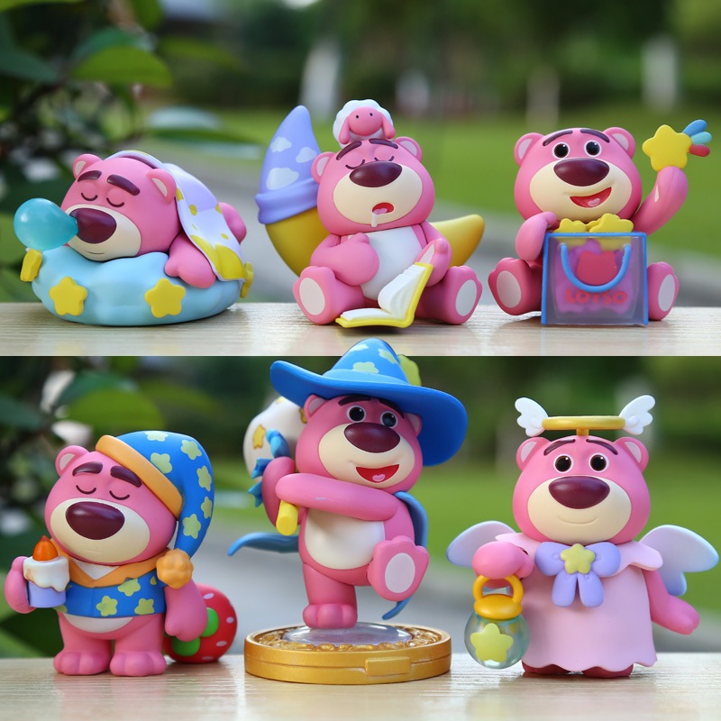 Mô hình Gấu Dâu - Combo 6 kiểu dáng gấu dâu cực cute, dễ thương - đồ chơi gấu dâu