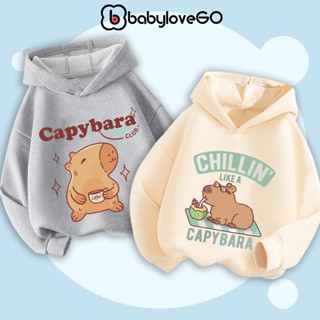 Áo hoodie cho bé trai bé gái BabyloveGO BST CAPYBARA áo nỉ cho bé có mũ size 10kg đến 40kg