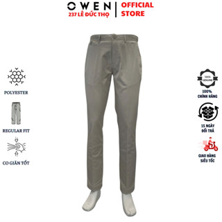  Quần kaki nam OWEN QKR241327 form Regular Fit dáng suông màu be nhạt khaki hàng hiệu chất poly cao cấp mềm mại thấm hút 