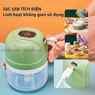 Máy Xay Mini Đa Năng Xay Thực Phẩm Tỏi Ớt Thịt Cối Xay Cầm Tay Sạc Điện Siêu Tiết Kiệm