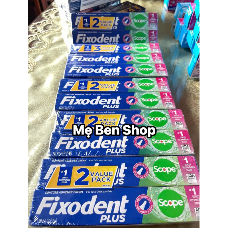 Keo dán hàm giả, dán hàm tháo lắp Fixodent Plus Scope 57g