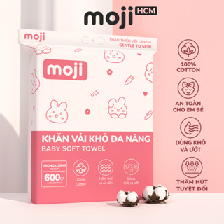 Khăn khô đa năng Moji dùng cho bé và mẹ gói lớn 600gram không chứa hóa chất mặt vải kim cương