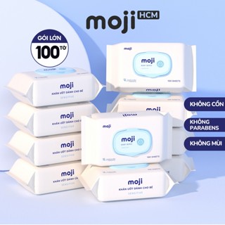 Combo 10 gói khăn giấy ướt Moji cho bé gói 100 tờ không mùi không chứa cồn