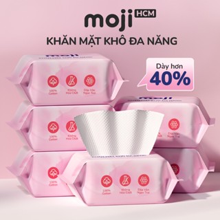 Combo 6 khăn mặt khô đa năng Moji dùng một lần tiện lợi 100% cotton dày dặn vải chấm bi