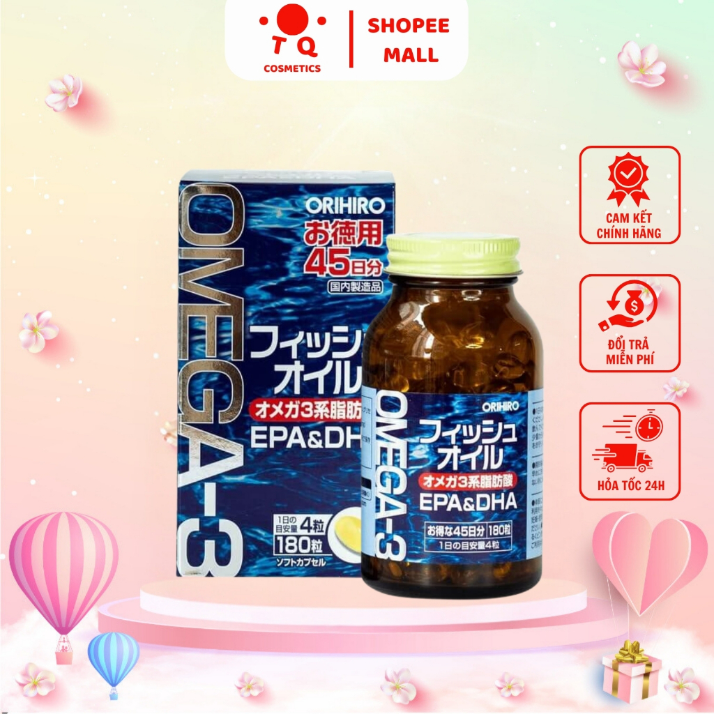 Viên uống dầu cá Omega 3 bổ mắt, bổ não ORIHIRO Nhật Bản 180 viên
