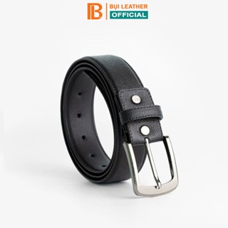  Thắt lưng nam da bò Bụi Leather L115 vân epsom 3 lớp màu đen khóa kim nhiều mặt khóa lựa chọn 