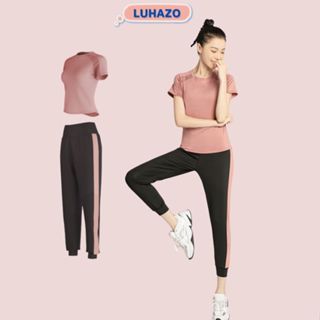 Đồ tập gym nữ LUHAZO  bộ yoga erobic nữ áo ngắn tay quần dài chất co giãn 4 chiều thấm hút tốt YJCKPS&YJDXW Pickleball