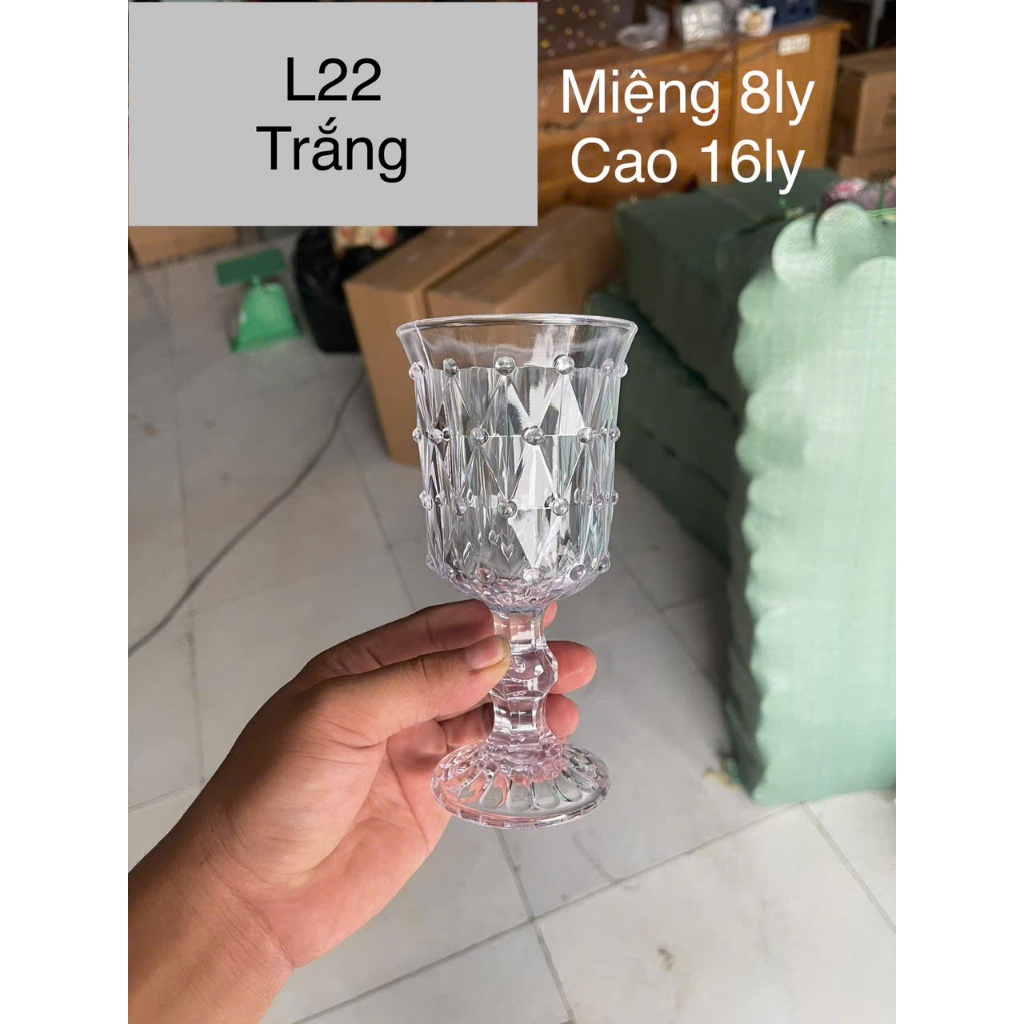 (COMPO LY L22) LY L22 TRANG TRÍ GIA TIÊN - LY MICA LOẠI 1 ÉP GIẢ THUỶ TINH 8x16cm DÀY 3mm